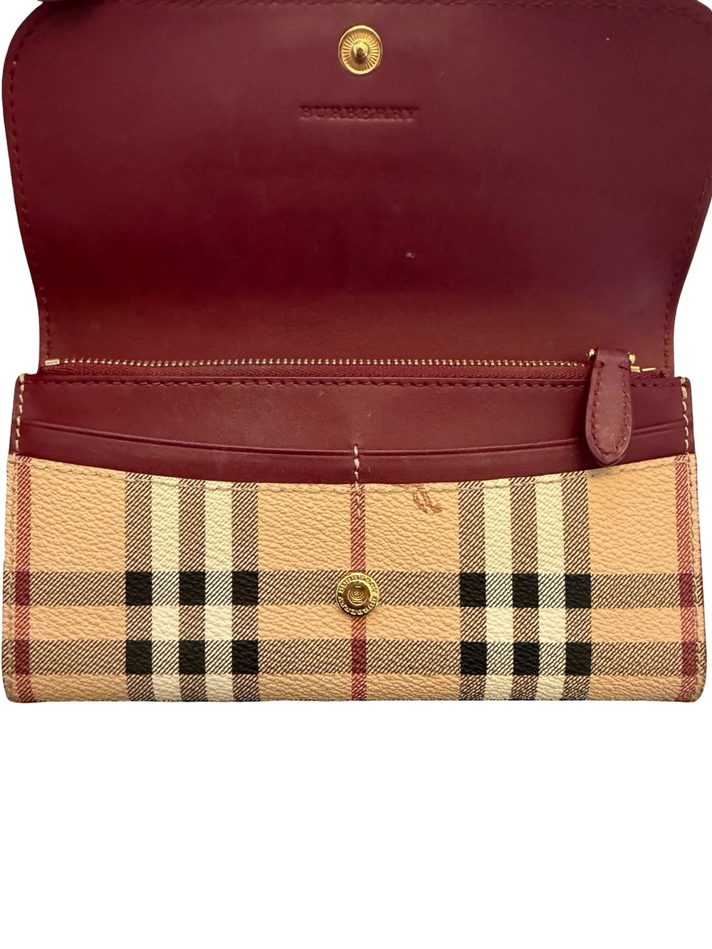 Authentic Burberry Haymarket Check Long Continental Tan Check Wallet - Picture 6 of 12